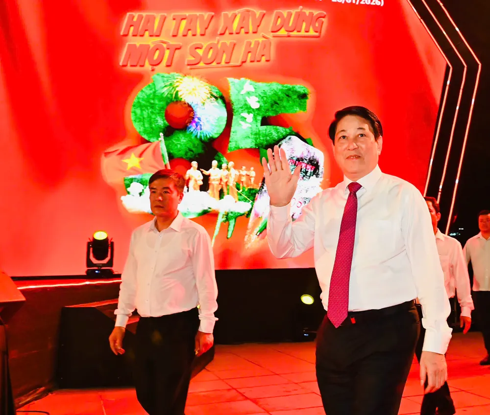 Chủ tịch nước Lương Cường tham dự tại điểm cầu TPHCM. Ảnh: VIỆT DŨNG