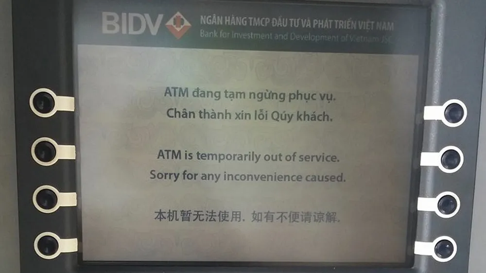 Nhiều máy ATM của BIDV không hoạt động
