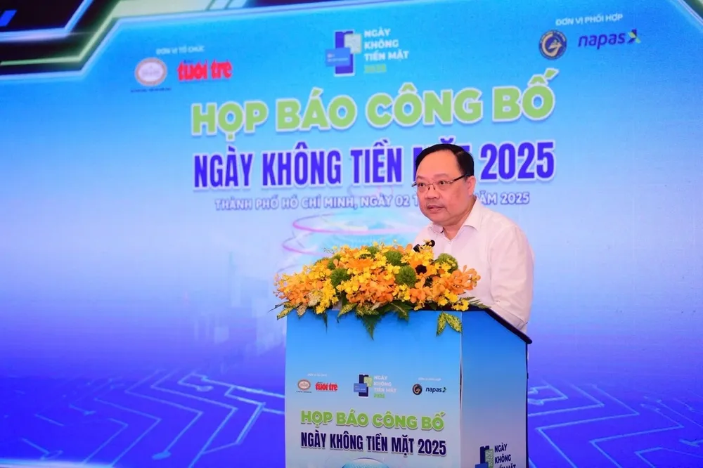 Ông Phạm Anh Tuấn, Vụ trưởng Vụ Thanh toán (NHNN) tại buổi họp báo