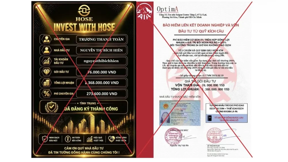 HOSE cảnh báo một số đối tượng giả mạo, sử dụng trái phép tên, hình ảnh và logo của HOSE để lừa đảo nhà đầu tư. Ảnh: HOSE cung cấp