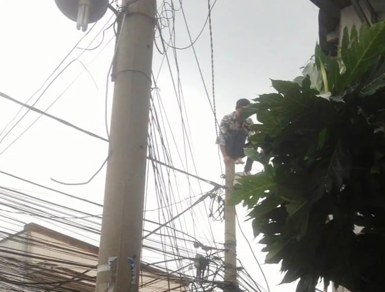 Giải cứu nam thanh niên nghi ngáo đá leo lên cột điện la hét ở quận Thủ Đức ảnh 2