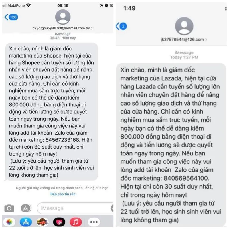 Công an cảnh báo thủ đoạn nhắn tin lừa đảo “việc nhẹ, lương cao” ảnh 1