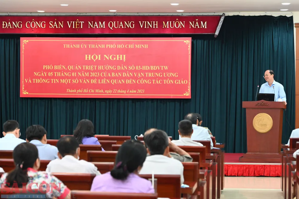 Phó Bí thư Thành ủy TPHCM Nguyễn Hồ Hải phát biểu. Ảnh: CHÍ THẠCH