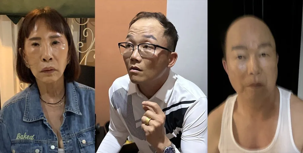 Nhóm đối tượng gồm: Wang LeeHyang - Heo SeongHyun - Gim ChangDuok (từ trái qua phải) lúc bị bắt Nhóm đối tượng gồm: Wang LeeHyang - Heo SeongHyun - Gim ChangDuok (từ trái qua phải) lúc bị bắt