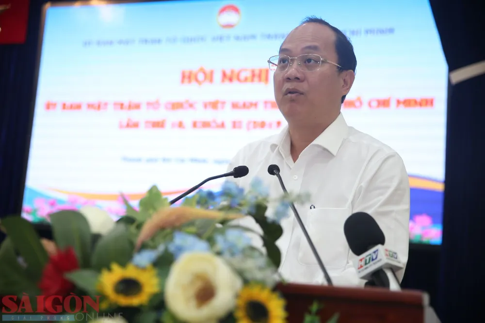 Đồng chí Nguyễn Hồ Hải phát biểu tại hội nghị. Ảnh: C.T