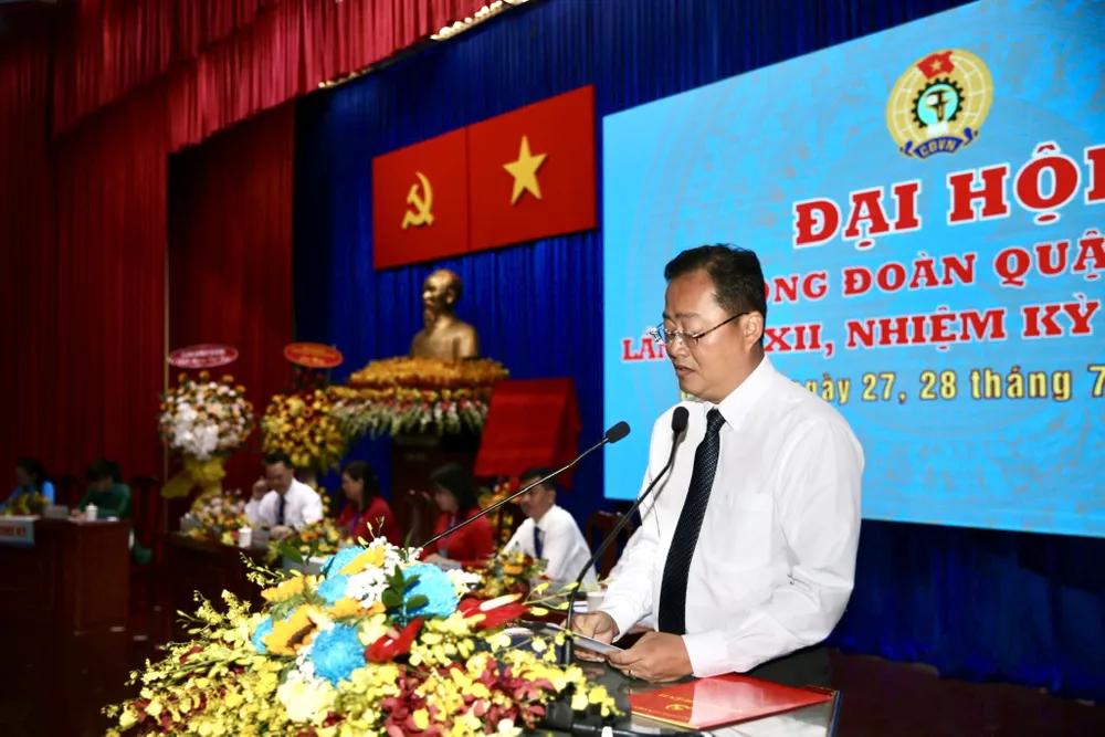 Bí thư Quận ủy quận 11 Trương Quốc Lâm phát biểu tại Đại hội Công đoàn quận 11