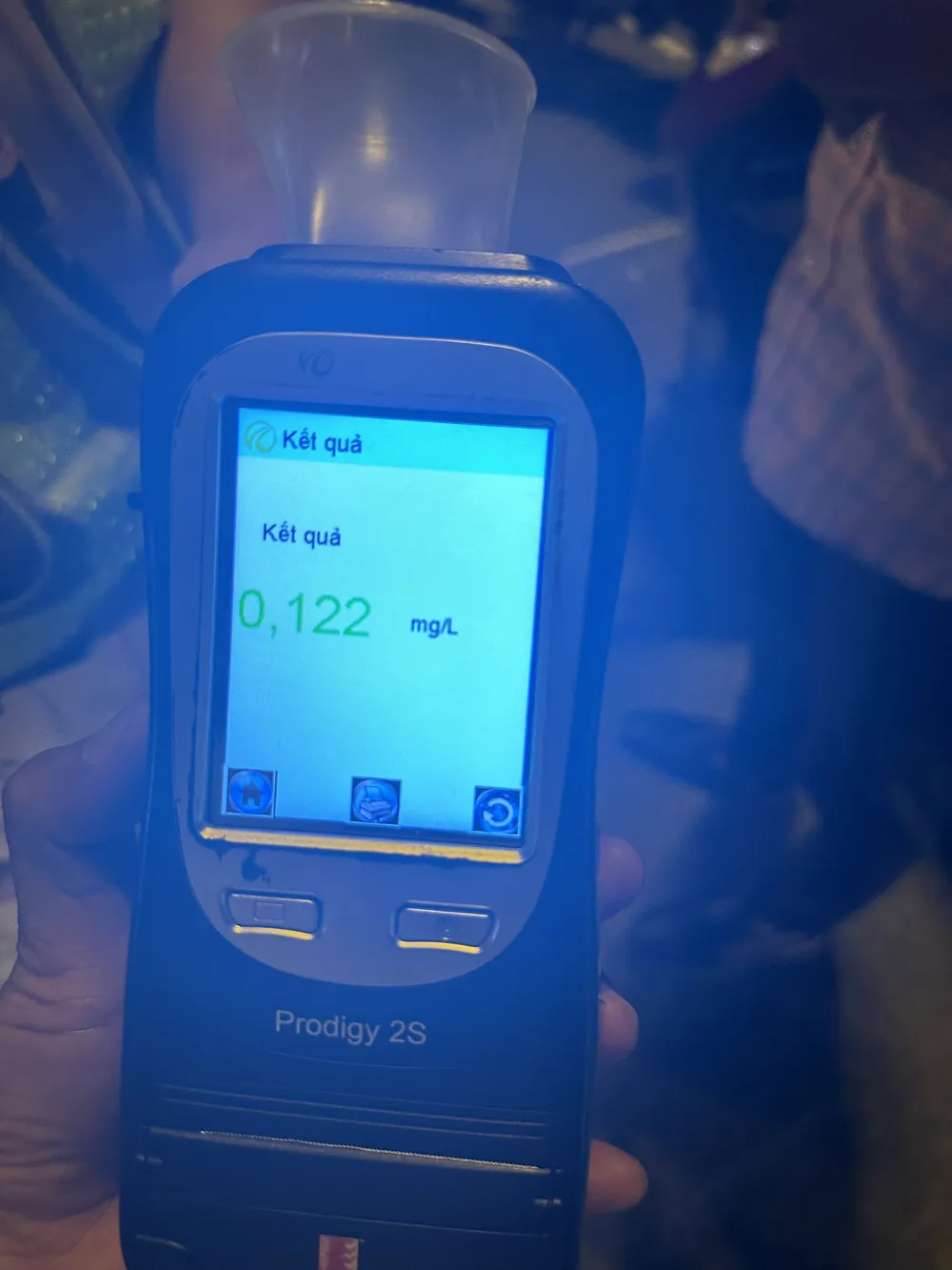 Kết quả đo nồng độ cồn với ông N.. Ảnh: CHÍ THẠCH