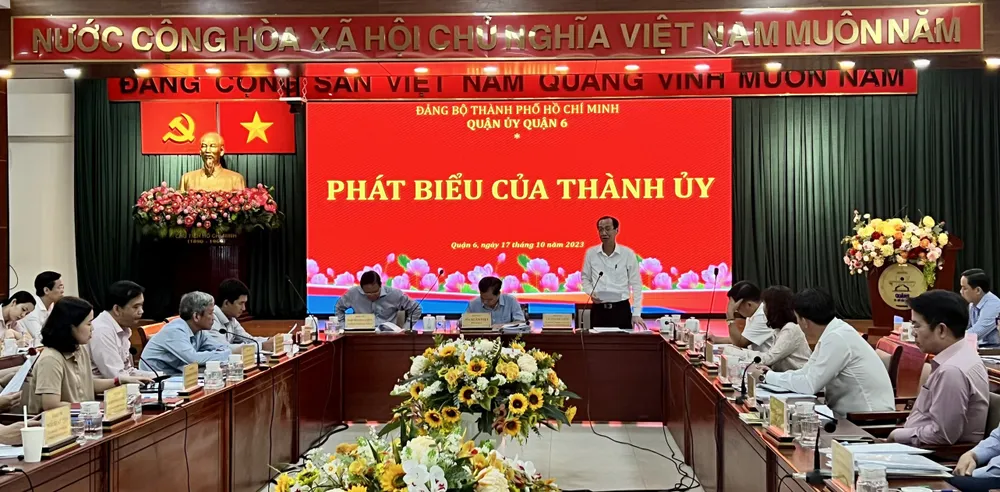 Trưởng ban Nội chính Thành ủy TPHCM Lê Thanh Liêm phát biểu tại hội nghị
