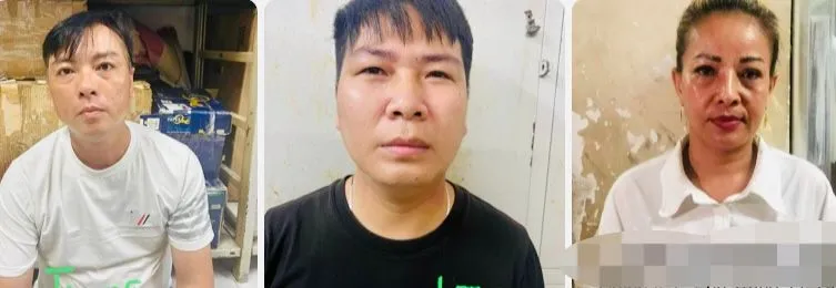 Nhóm đối tượng Trung, Long, Duyên tại cơ quan công an