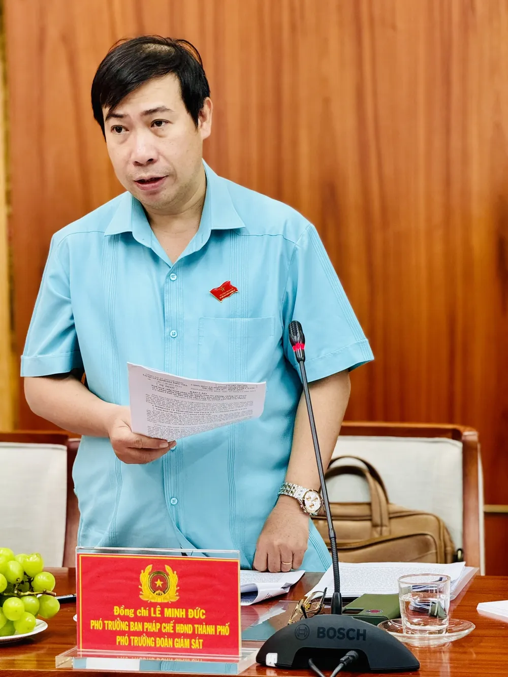 Phó Trưởng Ban Pháp chế HĐND TPHCM Lê Minh Đức phát biểu tại buổi giám sát Phó Trưởng Ban Pháp chế HĐND TPHCM Lê Minh Đức phát biểu tại buổi giám sát