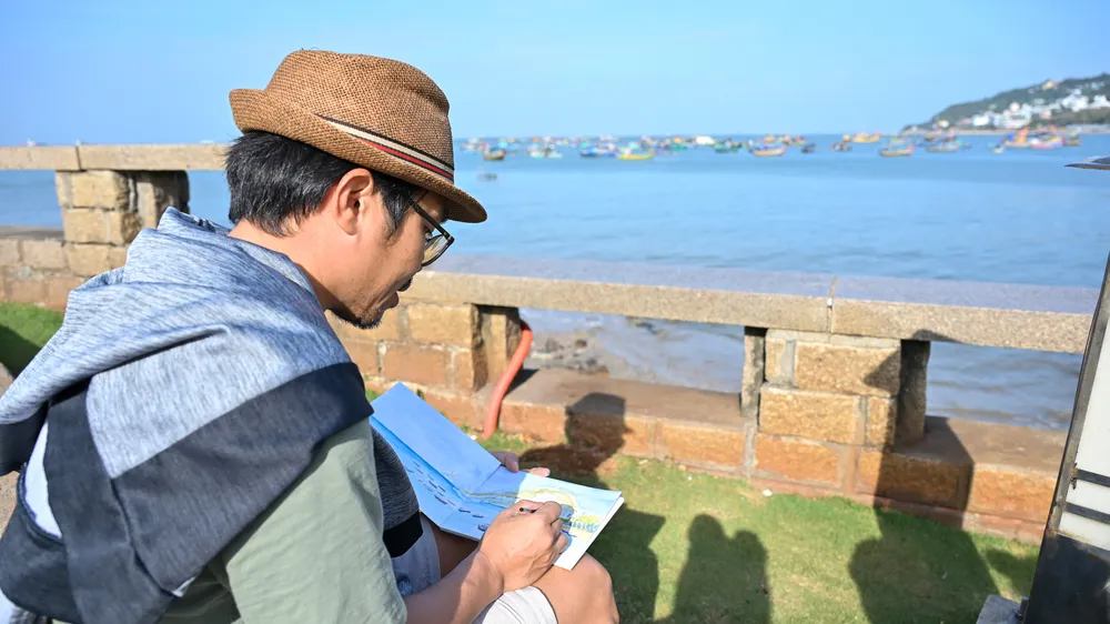 9 - Anh Trần Đăng Sang, người dân TPHCM ghi lại những khoảnh khắc Bãi biển Vũng Tàu những ngày cuối năm trong một tác phẩm tranh nước.jpg