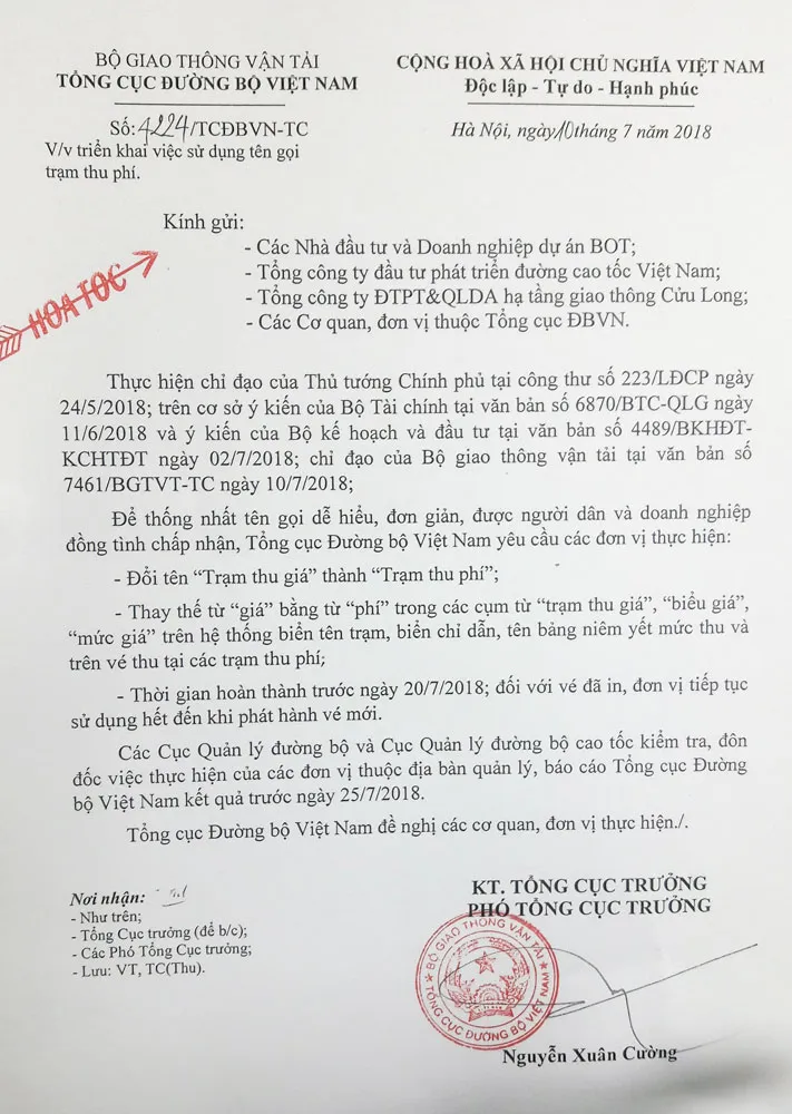 Trước 20-7, phải đổi tên tất cả trạm thu giá thành trạm thu phí ảnh 1