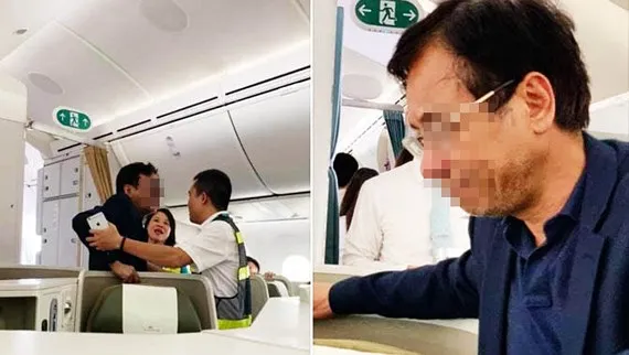 Nam hành khách trong tình trạng say xỉn và có hành vi sàm sỡ nữ hành khách.Ảnh: MXH