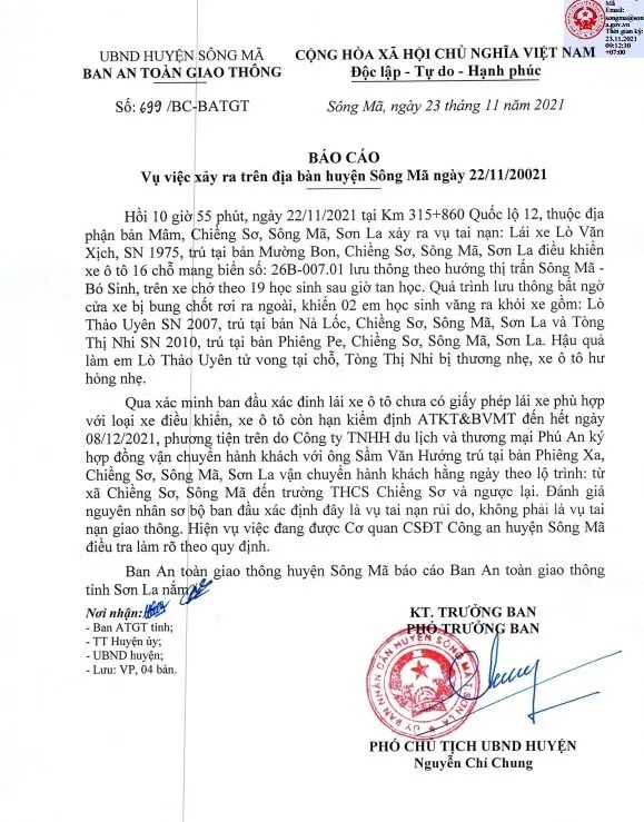 Vụ xe bị bung cửa khiến 1 học sinh tử vong: tài xế không có giấy phép lái xe phù hợp ảnh 1