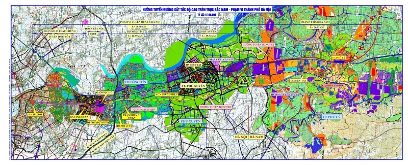 Sơ đồ tuyến đường sắt tốc độ cao Bắc - Nam đoạn qua địa bàn Hà Nội