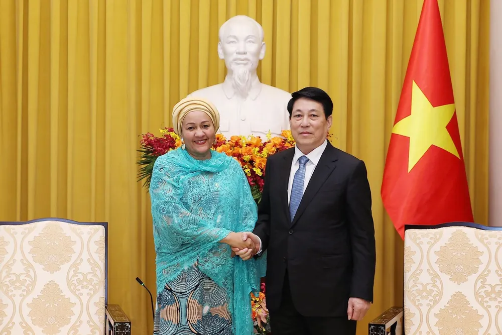 Chủ tịch nước Lương Cường tiếp bà Amina Mohammed, Phó Tổng Thư ký Liên hợp quốc