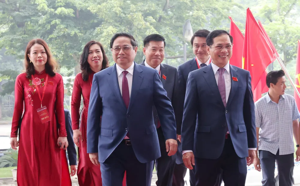 Thủ tướng Phạm Minh Chính đến dự Đại hội đại biểu Đảng bộ Bộ Ngoại giao lần thứ I nhiệm kỳ 2025 - 2030. Ảnh: VIẾT CHUNG