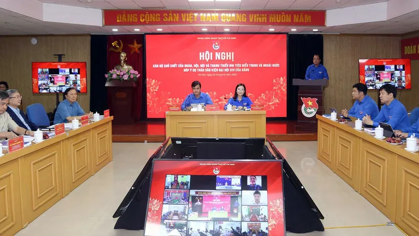 Hội nghị cán bộ chủ chốt của Đoàn, Hội, Đội và thanh thiếu nhi tiêu biểu trong và ngoài nước góp ý dự thảo các văn kiện trình Đại hội XIV của Đảng ngày 22-10