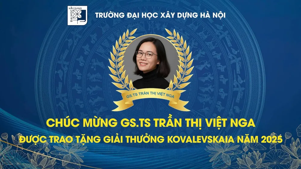 Giải thưởng cá nhân được trao cho GS-TS Trần Thị Việt Nga, Viện trưởng Viện Công nghệ cao Việt Nhật, Trường Đại học Xây dựng Hà Nội