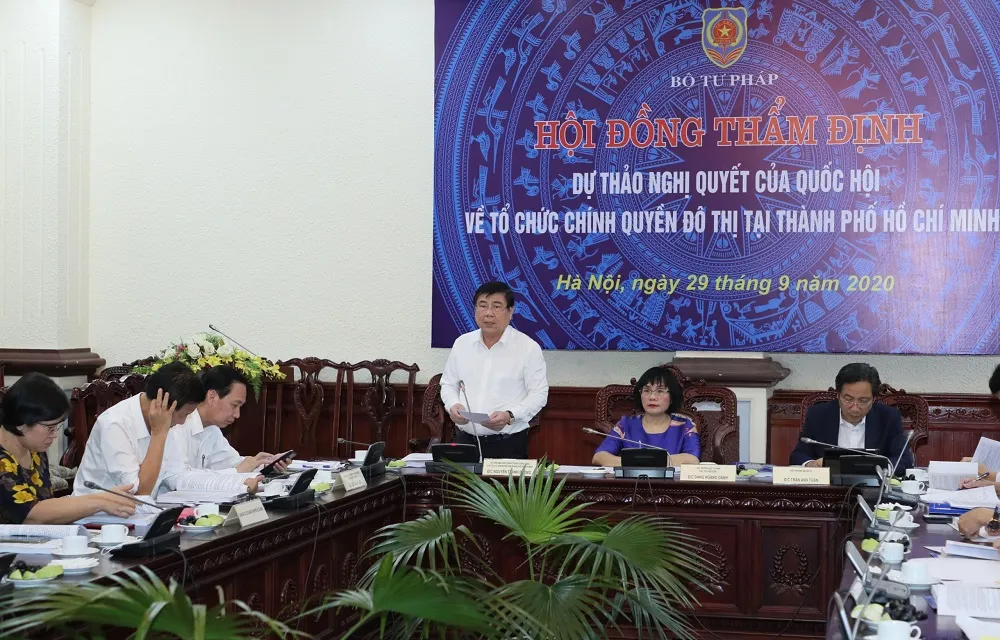 Hội đồng thẩm định Bộ Tư pháp thống nhất các nội dung dự thảo Nghị quyết về tổ chức chính quyền đô thị tại TPHCM ảnh 1