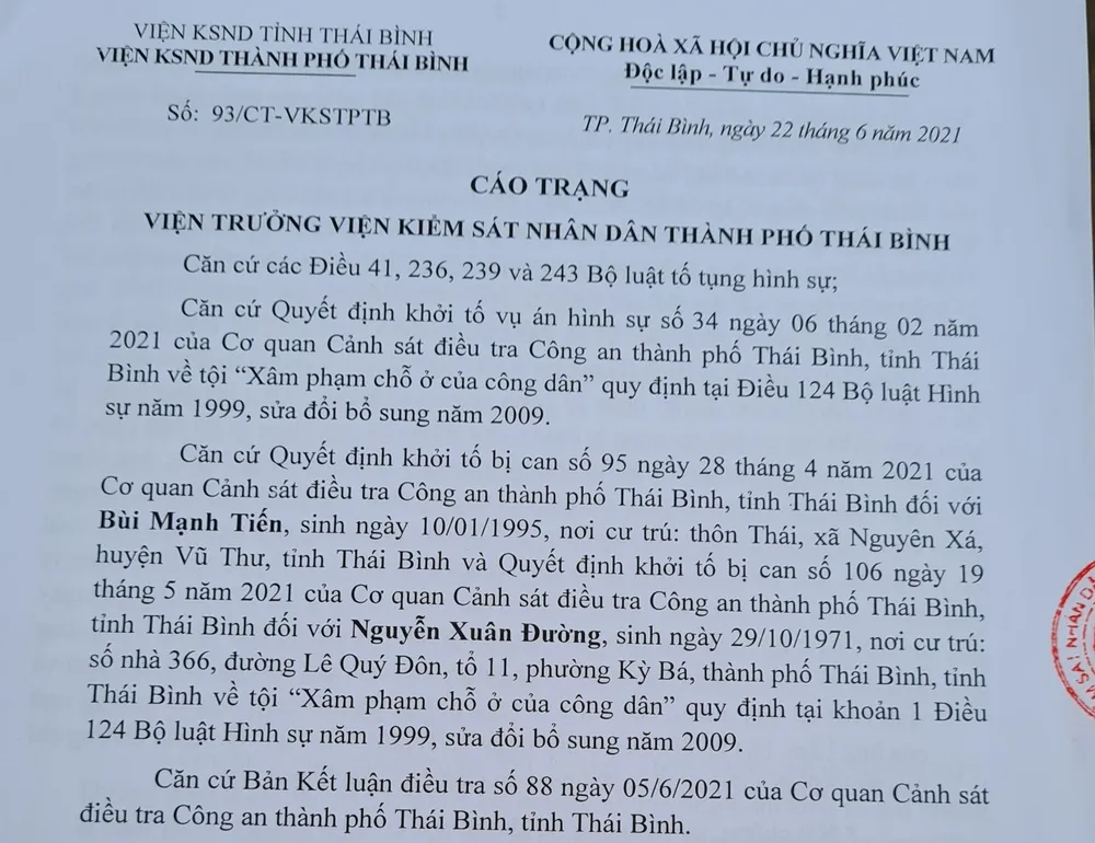 Hoàn tất cáo trạng truy tố Đường “Nhuệ” vì xâm phạm chỗ ở ảnh 1