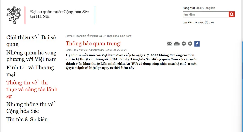 Thêm Cộng hòa Séc dừng công nhận hộ chiếu mẫu mới của Việt Nam ảnh 2