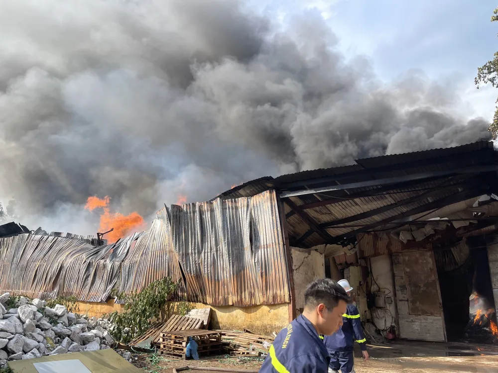 Khoảng 600m² xưởng bị thiêu rụi ở huyện Gia Lâm, Hà Nội ảnh 6