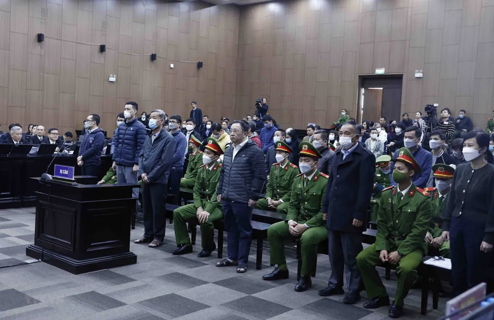 Các bị cáo tại phiên tòa. Ảnh: TTXVN