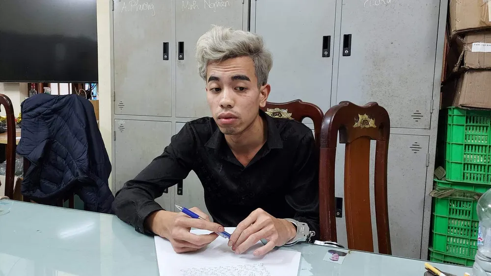 Nghi phạm Hoàng Văn Thành tại cơ quan điều tra