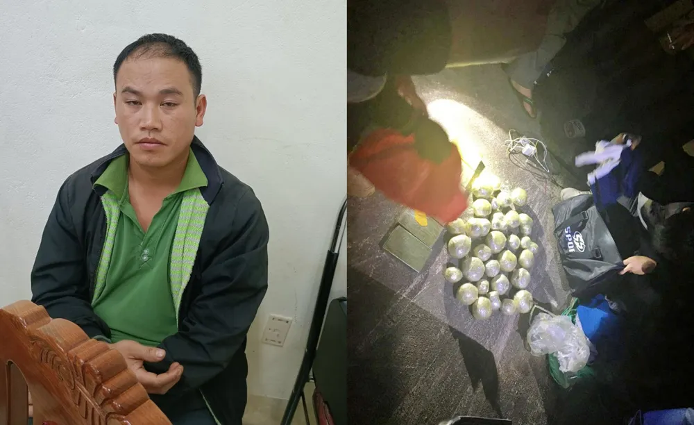 Sộng A Tủa và tang vật vụ án. Ảnh: Công an tỉnh cung cấp