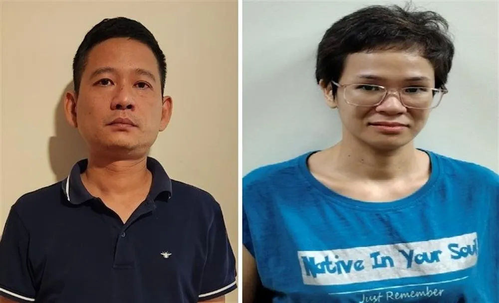 Các bị can (từ trái qua phải): Lê Xuân Tùng, Lê Thúy Quỳnh