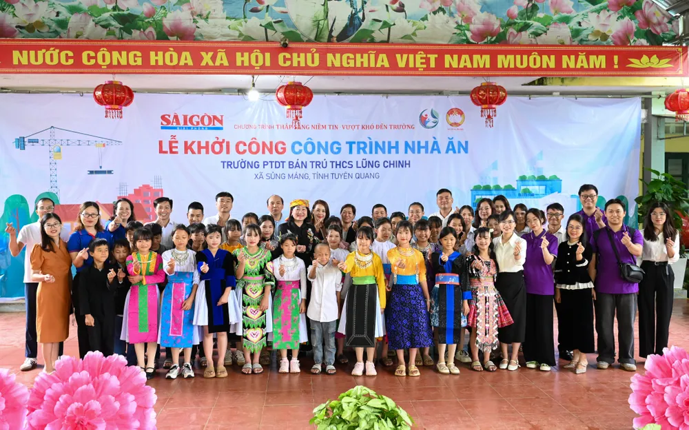 Báo Sài Gòn Giải Phóng cùng nhà tài trợ khởi công nhà ăn bán trú cho học sinh vùng cao