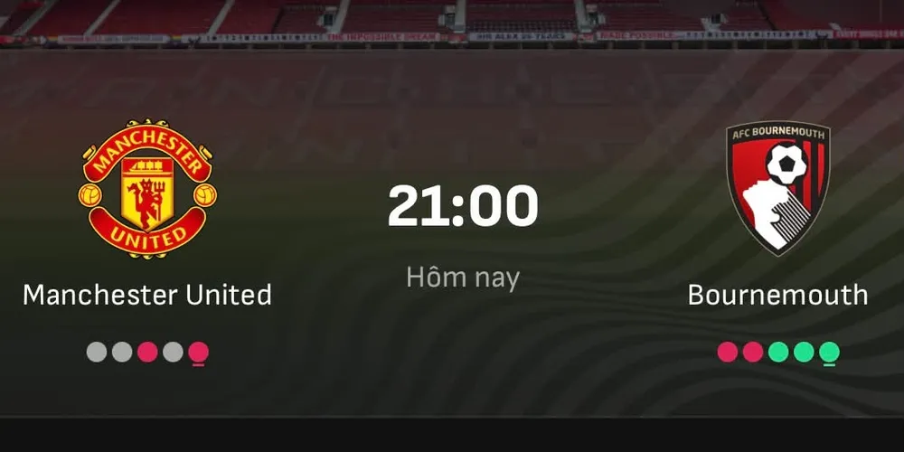 Trận đấu giữa Man United và Bournemouth diễn ra vào lúc 21 giờ đêm nay (25-10)