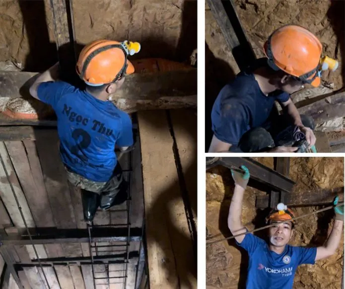 Các đối tượng đang khai thác vàng trái phép. Ảnh: CÔNG AN THANH HÓA