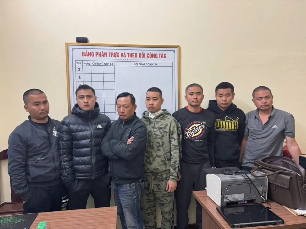 7 đối tượng bị bắt giữ. Ảnh: CÔNG AN THANH HÓA