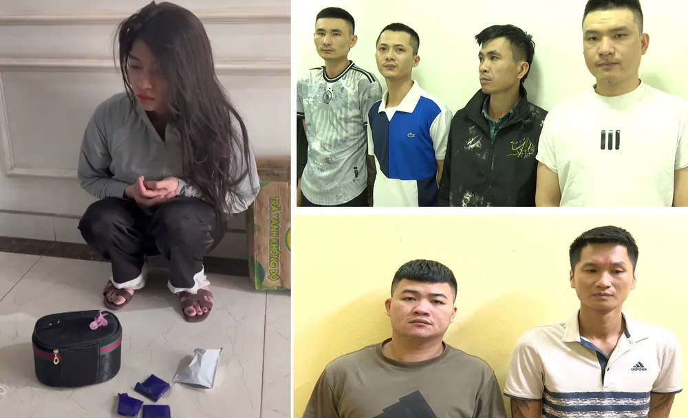 Các đối tượng trong đường dây ma túy bị bắt giữ cùng tang vật