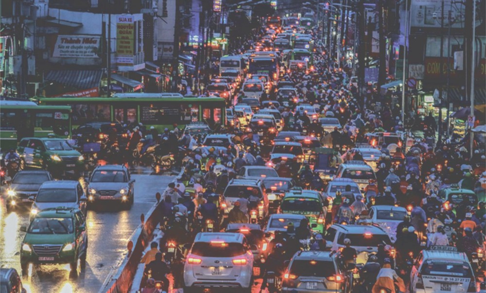 乂靖蘇維埃街嚴重堵塞。（圖片來源：互聯網）