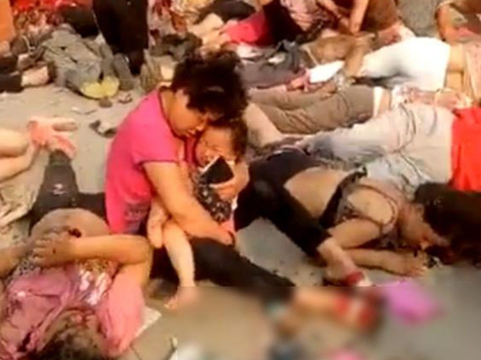 中國江蘇豐縣爆炸案現場（圖片來源：新浪微博）