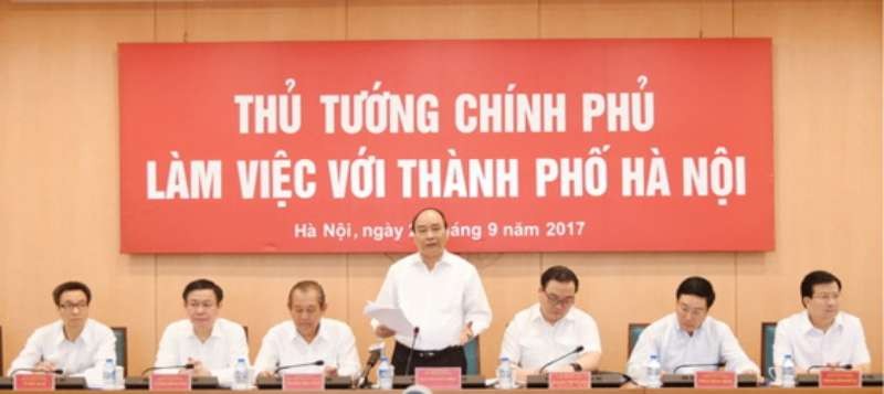 阮春福總理會上發言。