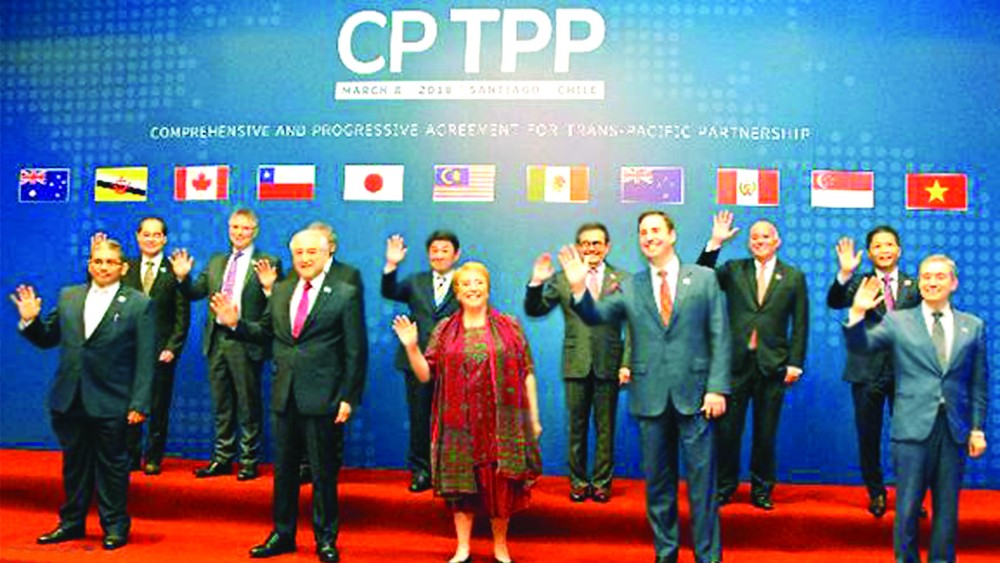 今年３月在智利簽署TPP11的11個成員國代表合影。