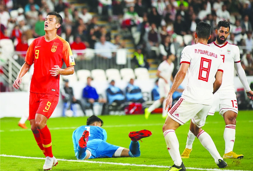 中國０比３不敵伊朗隊。