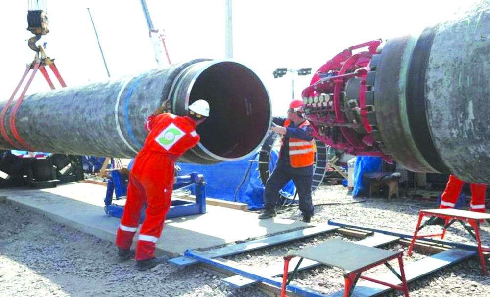 北溪天然氣管道二線項目施工現場。