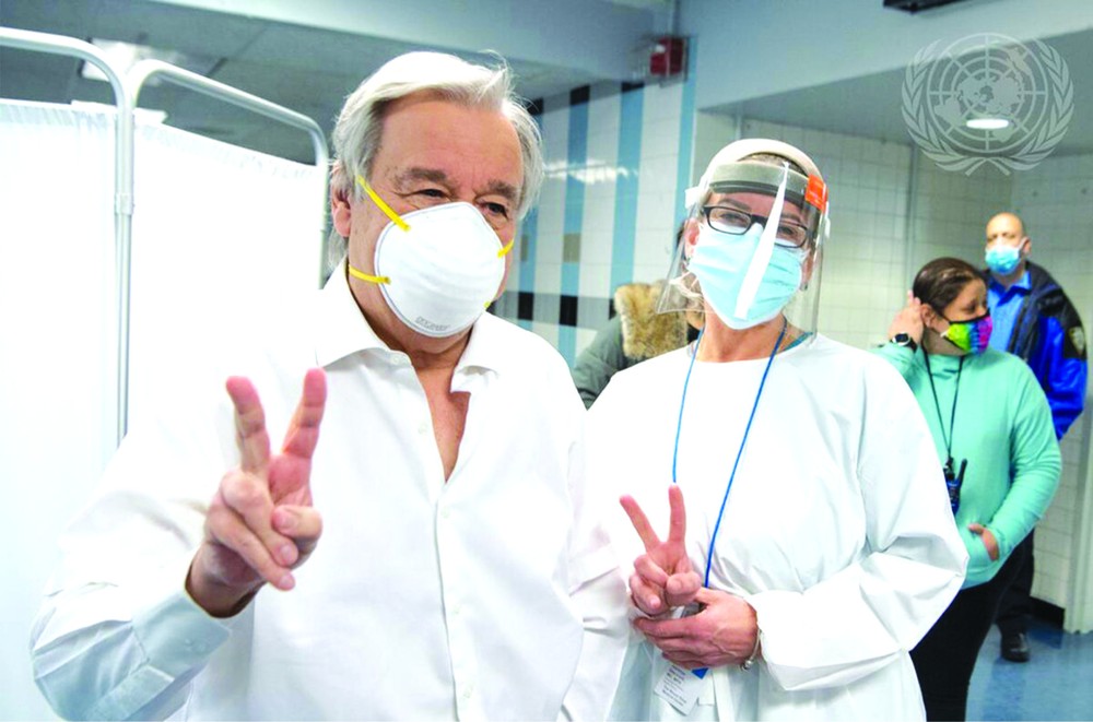 聯合國秘書長古特雷斯接受了新冠疫苗接種。