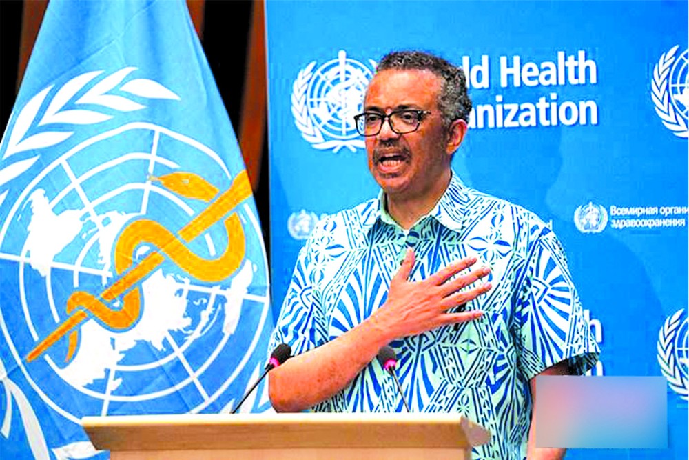 世衛組織總幹事譚德塞呼籲全球團結一致應對疫情。