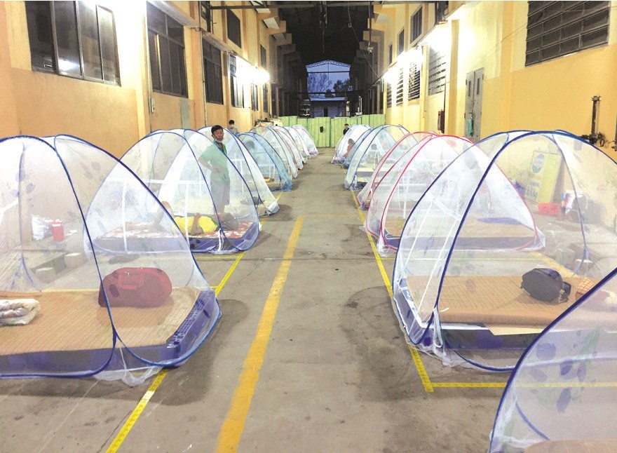 美好公司在廠房為員工佈置達防疫要求 的歇息場所。