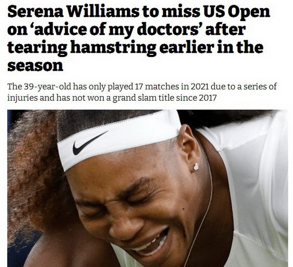 小威宣佈因傷退出美網