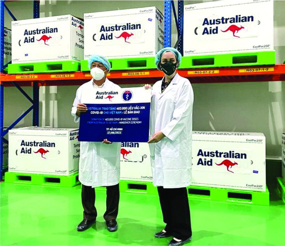 昨日澳大利亞援助疫苗已經運抵新山一機場。