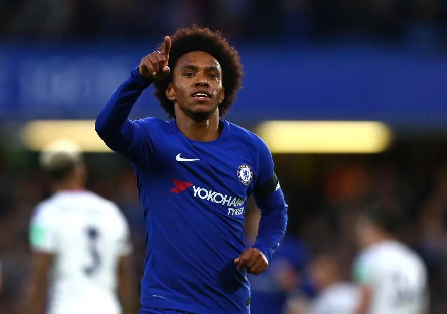 Willian ăn mừng sau pha ghi bàn vào lưới Newcastle