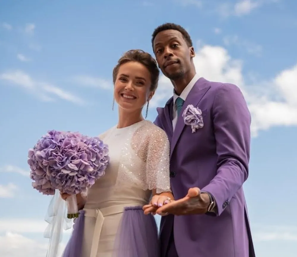 Svitolina và Monfils trong trang phục cưới rất dễ thương