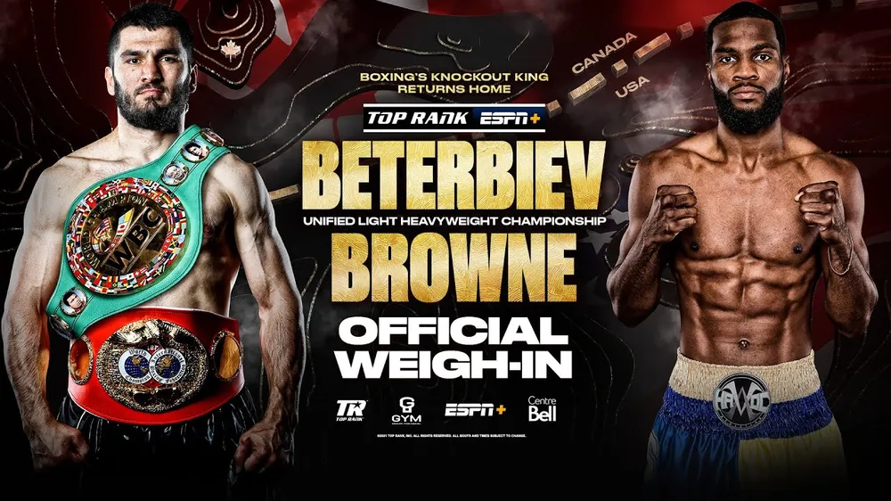 Hình ảnh quảng bá trận Beterbiev vs Browne